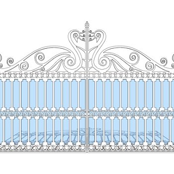 欧式铁艺庭院大门su模型