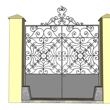 欧式铁艺庭院围栏su模型