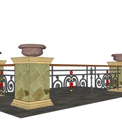 欧式罗马柱栏杆su模型