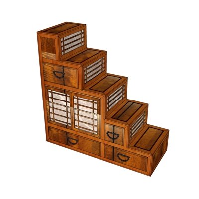现代实木楼梯储物柜su模型