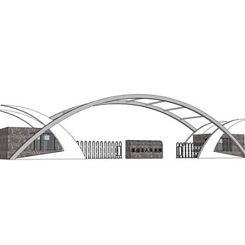 现代人民医院入口su模型