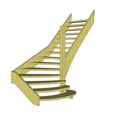 现代实木楼梯护栏su模型