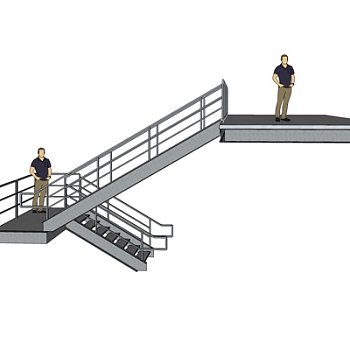 现代转角楼梯su模型