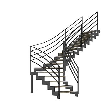 现代转角楼梯su模型