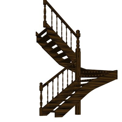 欧式实木楼梯su模型