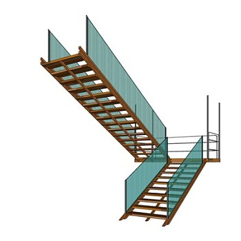 现代转角楼梯su模型