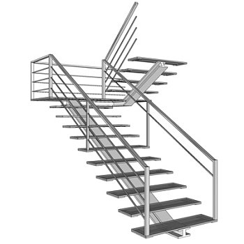 现代铁艺楼梯su模型