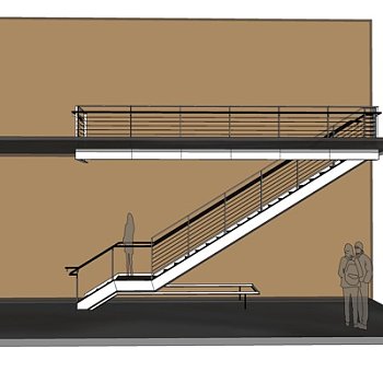 现代转角楼梯su模型