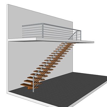 现代实木楼梯su模型