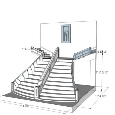 美式楼梯su模型