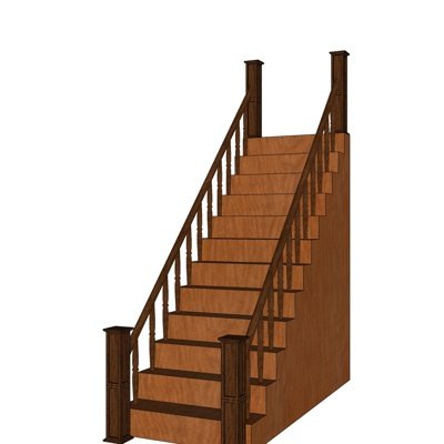 美式实木楼梯su模型
