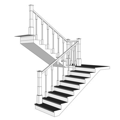 欧式转角楼梯su模型