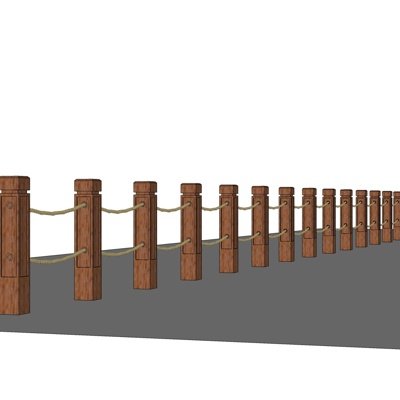 中式实木围栏su模型