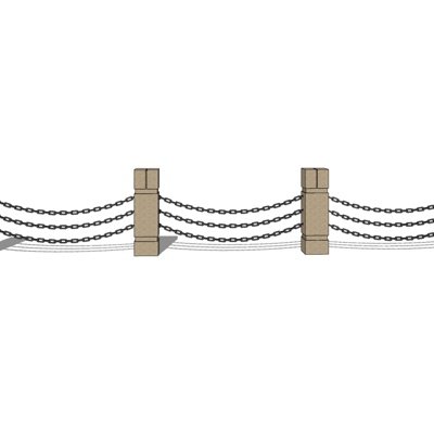 现代铁链围栏su模型