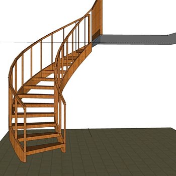 现代实木楼梯su模型