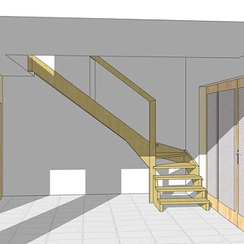 现代实木楼梯su模型