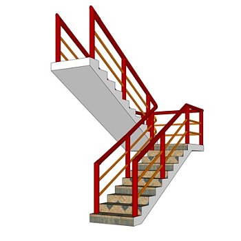 现代瓷砖楼梯su模型