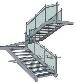 现代铁艺楼梯su模型
