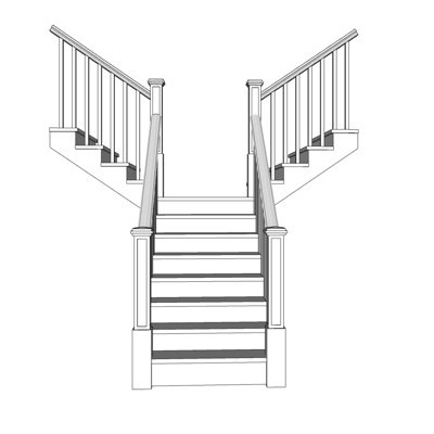 欧式瓷砖楼梯su模型