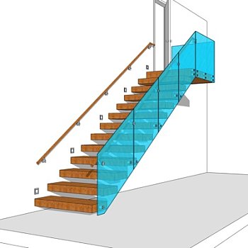 现代实木楼梯su模型