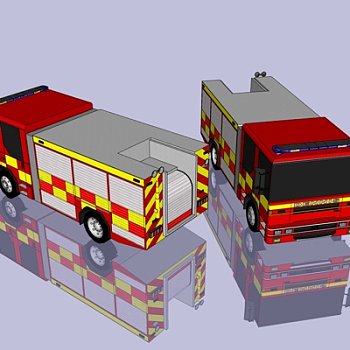 现代消防车su模型