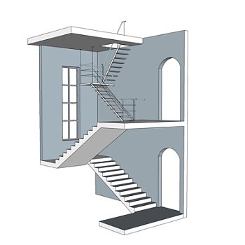 现代楼梯su模型