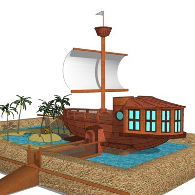 现代帆船小品su模型