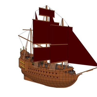 中式古代战船su模型
