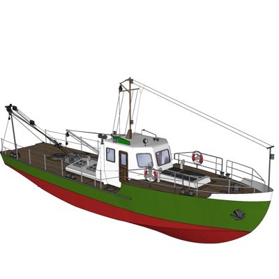 现代渔船su模型