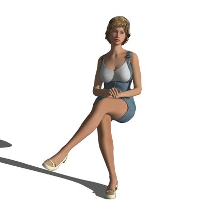 现代坐姿女人su模型