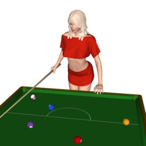 现代桌球女人su模型