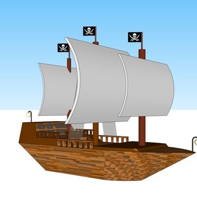 北欧古代海盗船su模型