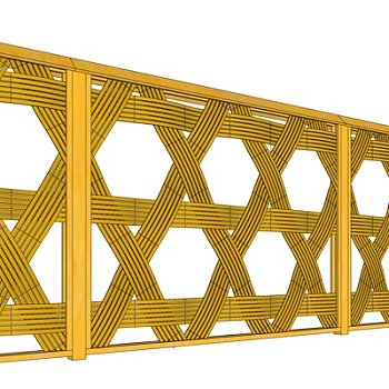 日式竹子围墙su模型