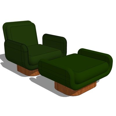 现代休闲沙发脚踏su模型
