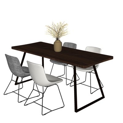 现代铁艺餐桌椅su模型