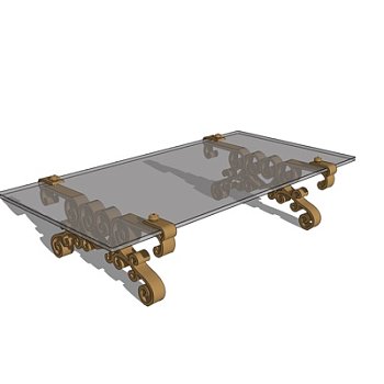 欧式玻璃茶几su模型