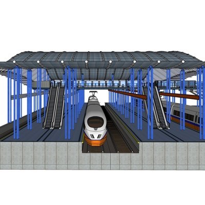 现代高铁站su模型