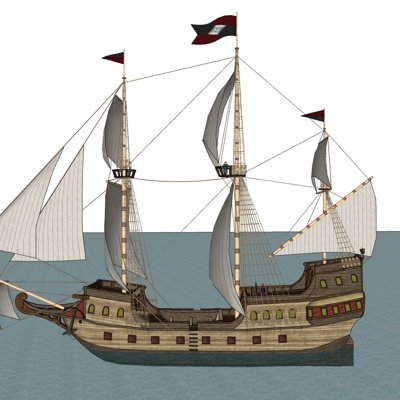 北欧古代帆船su模型