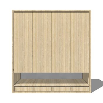 现代实木衣柜su模型