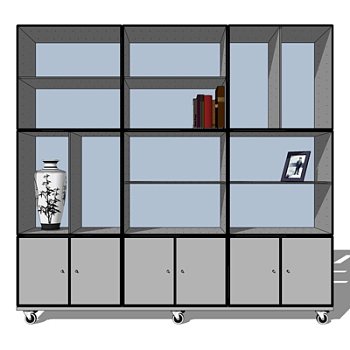 现代实木装饰柜su模型