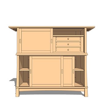 现代实木装饰柜su模型
