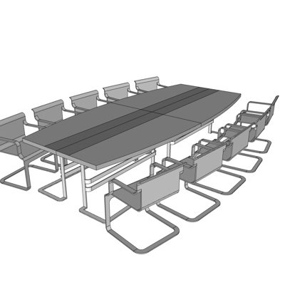 现代会议桌su模型
