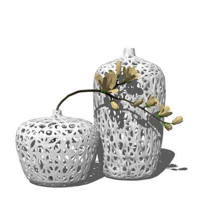 北欧镂空花瓶花卉su模型