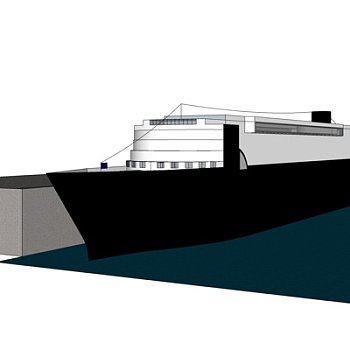 现代大型邮轮su模型