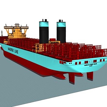 现代大型货船su模型
