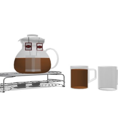 现代玻璃茶壶茶杯su模型