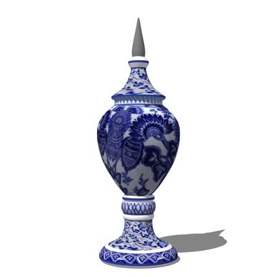 中式青花瓷罐su模型