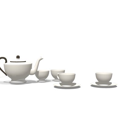 现代茶壶茶杯组合su模型