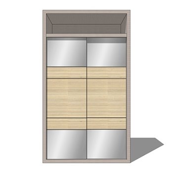 现代实木衣柜su模型