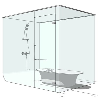 现代淋浴间su模型